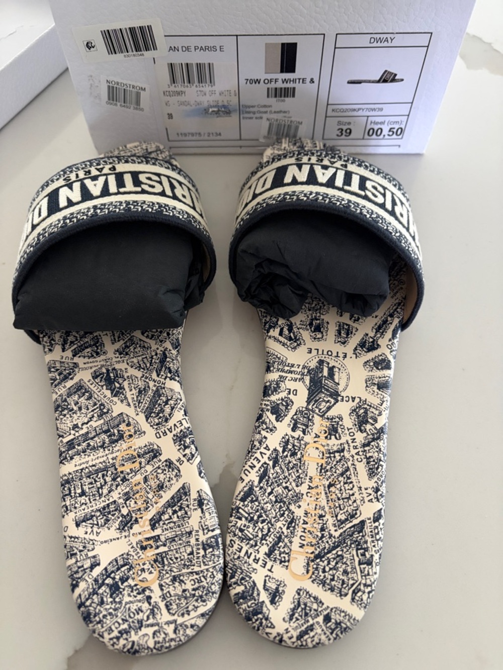 Christian Dior Black & Cream Slide Sandals - Picture 5 of 7